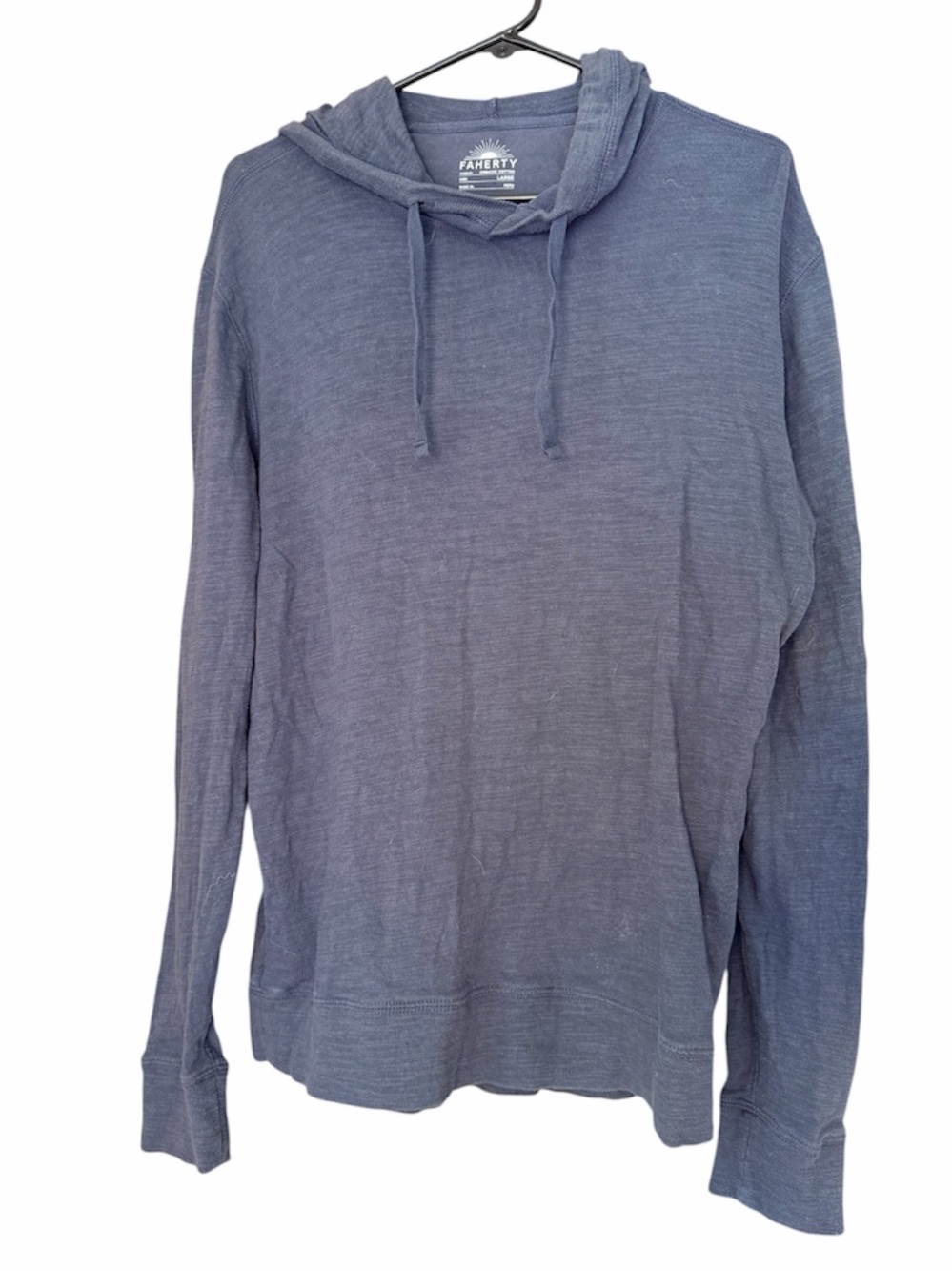Faherty Sunwashed Organic Cotton Long Sleeved Hoodie - Blue Nights. Men's Large. - Picture 5 of 5